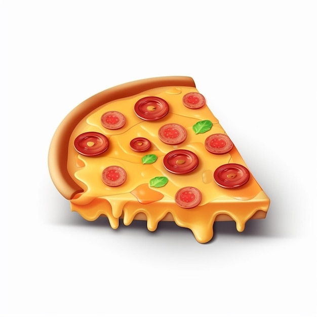 There is a slice of pizza with cheese and tomato slices generative ai