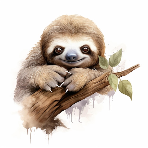 there is a sloth that is sitting on a branch generative ai