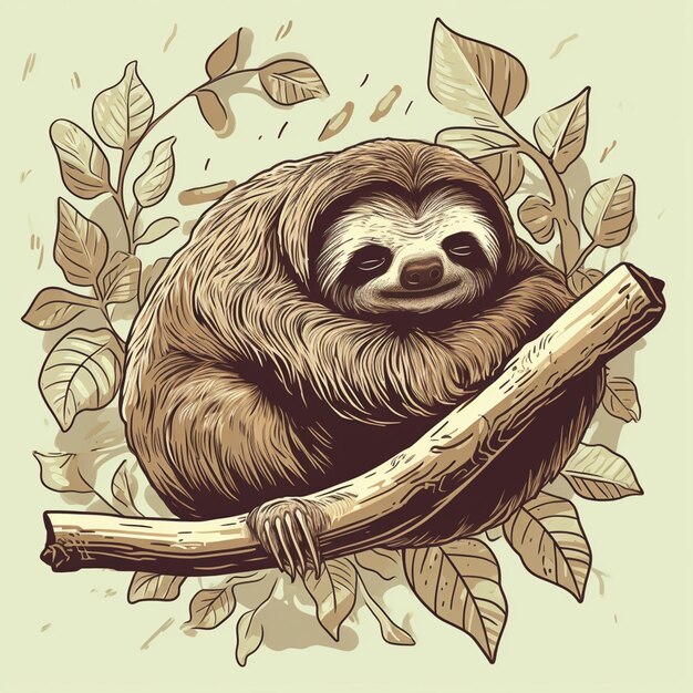 There is a sloth that is sitting on a branch generative ai