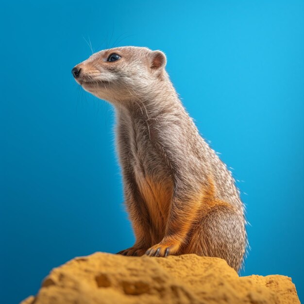 There is a small animal that is sitting on a rock generative ai