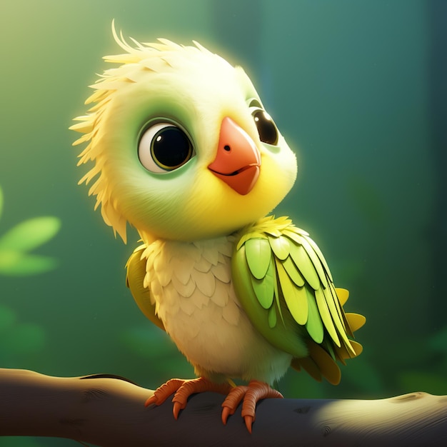 Foto c'è un piccolo uccello seduto su un ramo con uno sfondo verde generativo ai