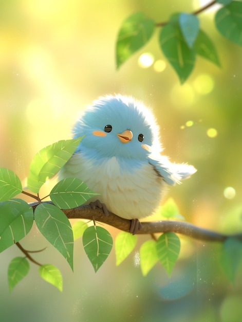 Photo there is a small blue bird sitting on a branch of a tree. generative ai.