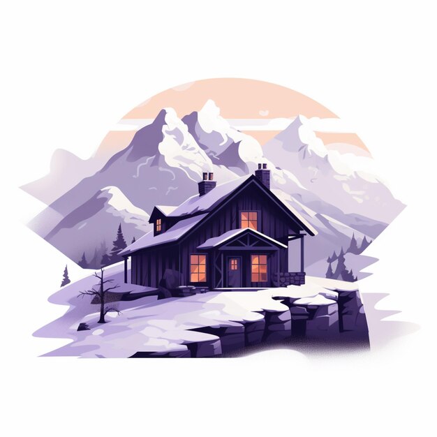Photo there is a small cabin in the mountains with a mountain view generative ai