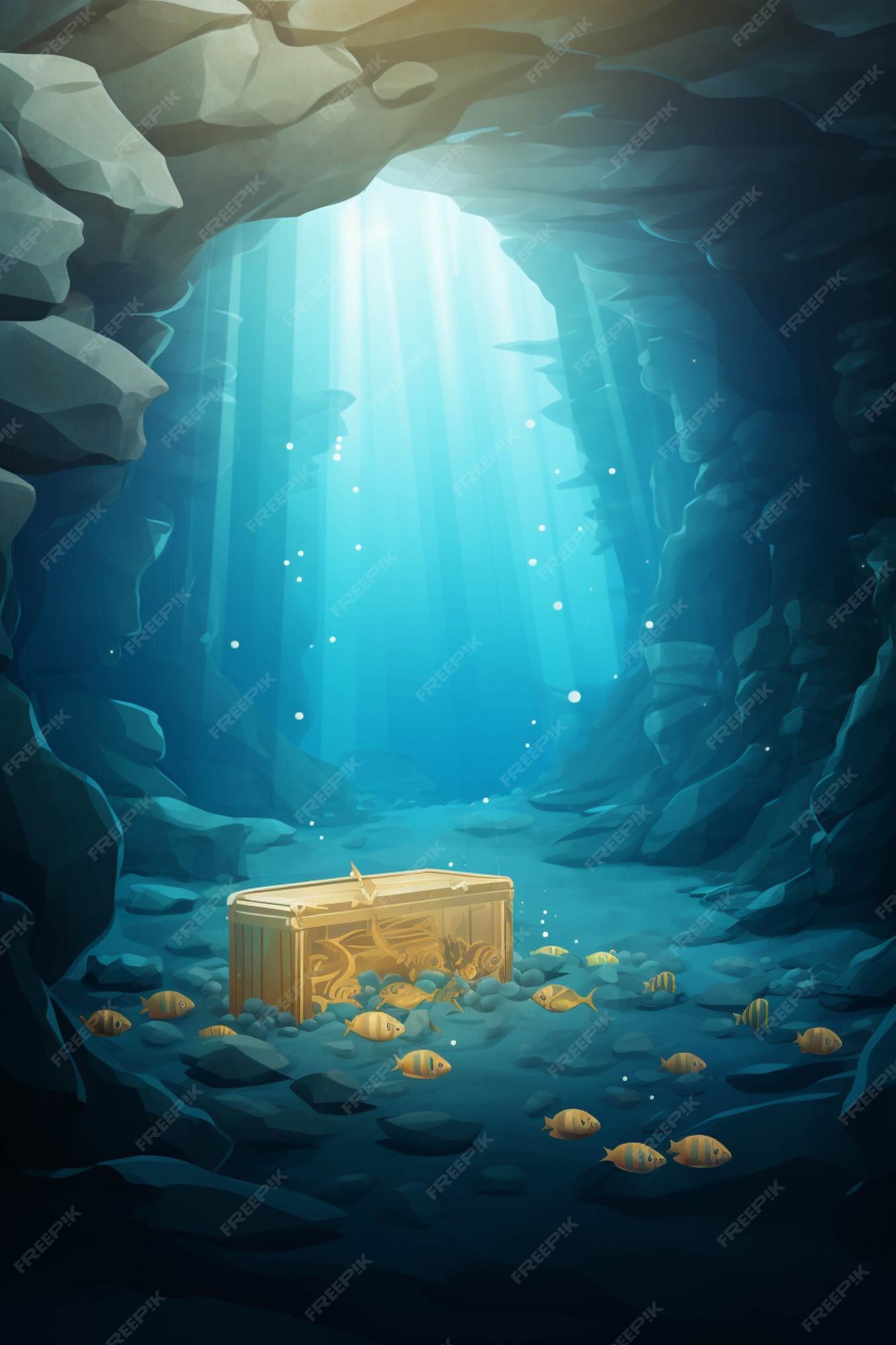 premium-ai-image-there-is-a-small-chest-in-the-middle-of-a-cave