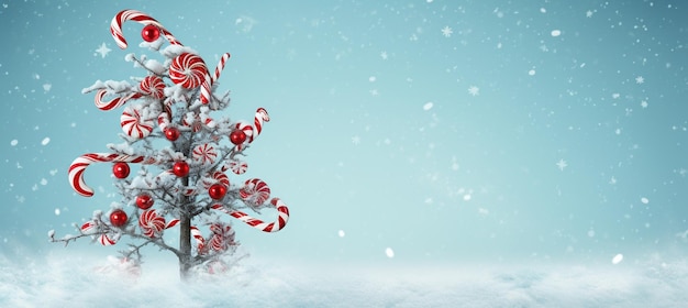 there is a small christmas tree with candy canes on it generative ai