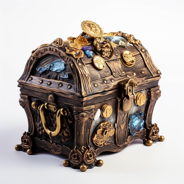 There is a small decorative box with a gold decoration on it generative ai