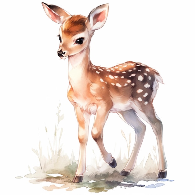 there is a small deer that is standing in the grass generative ai