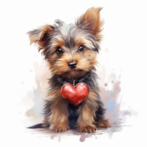 there is a small dog with a heart on its chest generative ai