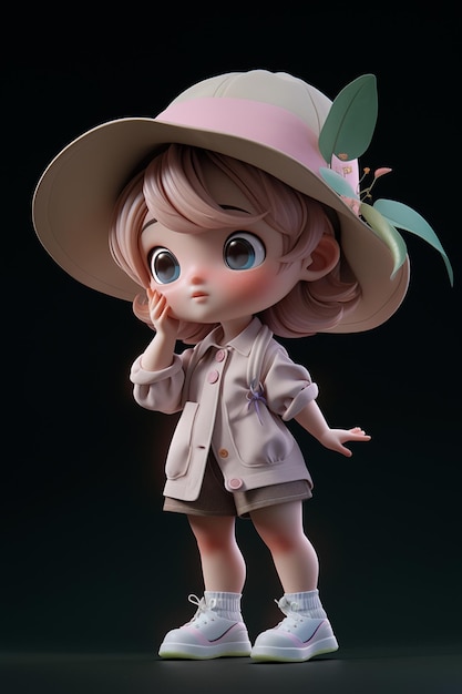 There is a small doll with a hat and a jacket generative ai