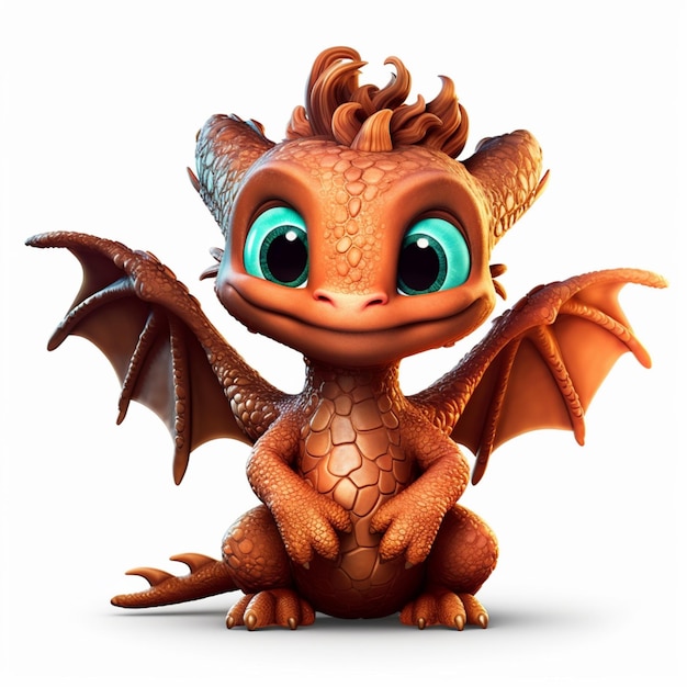 There is a small dragon with big eyes and a big tail generative ai