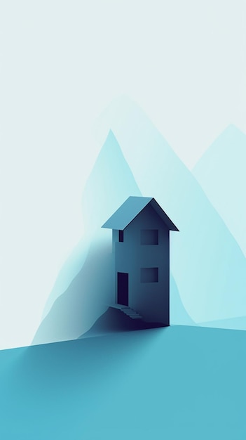 there is a small house in the middle of a mountain generative ai