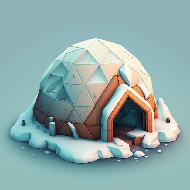 There is a small ice house with a door and a window generative ai