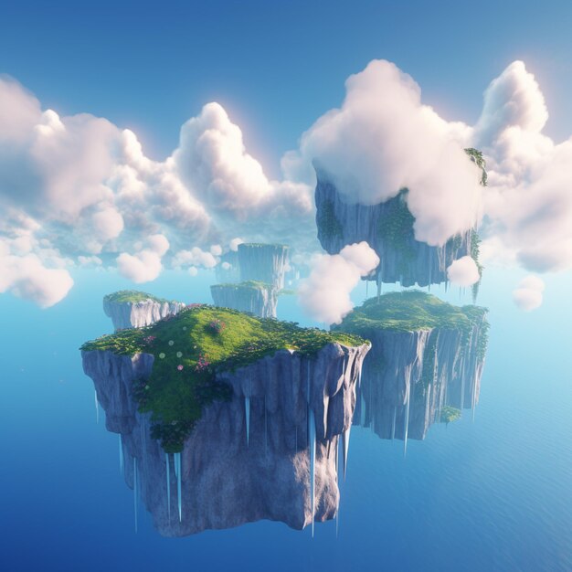 Photo there is a small island with a lot of clouds in the sky generative ai