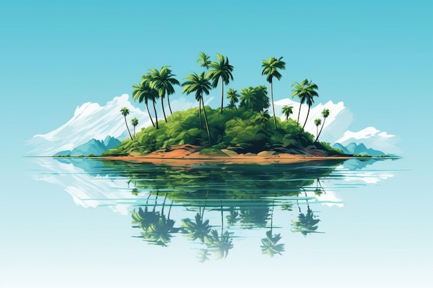 Photo there is a small island with palm trees on a small island generative ai