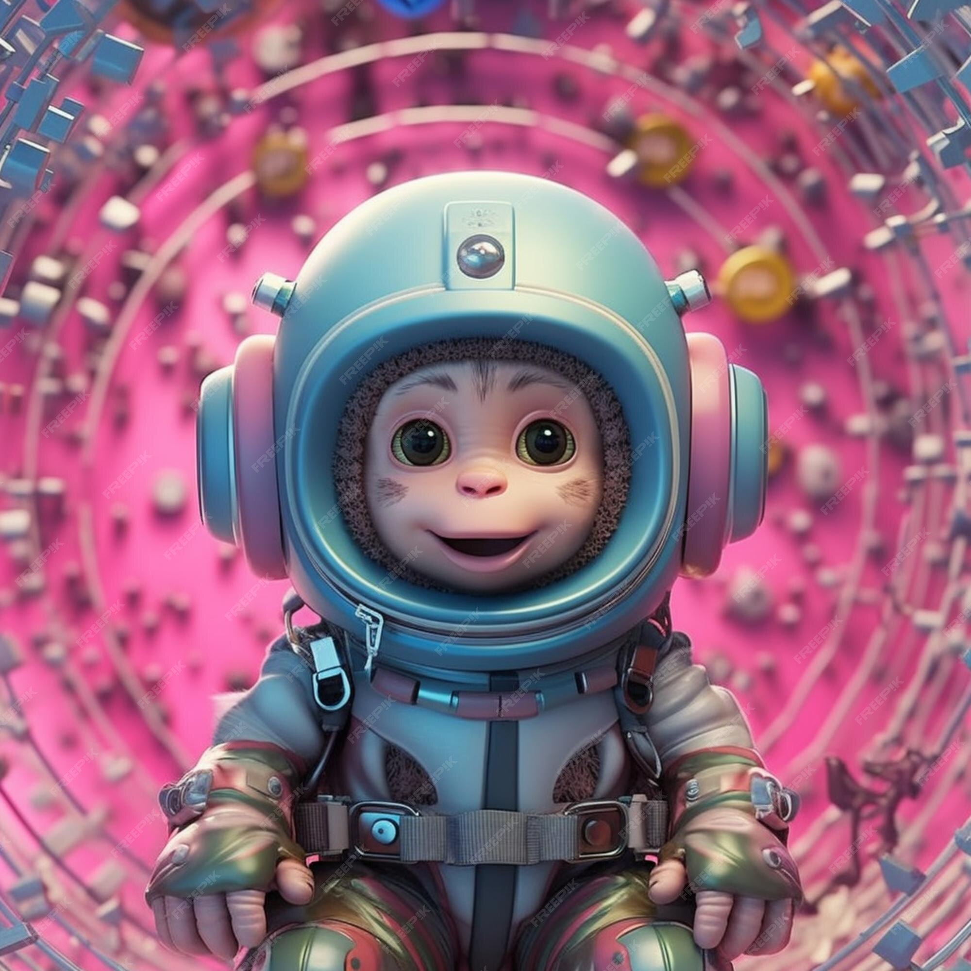 Premium AI Image | There is a small monkey in a space suit sitting in a