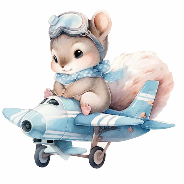 Есть маленькая мышь, которая сидит на игрушечном самолете.