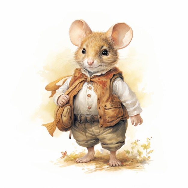 there is a small mouse that is standing with a backpack generative ai