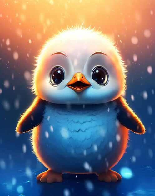 there is a small penguin that is standing in the snow generative ai