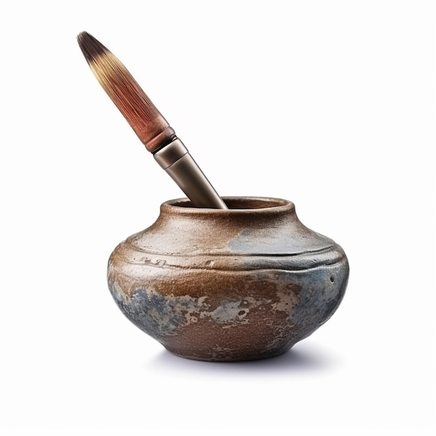 There is a small pot with a brush in it generative ai