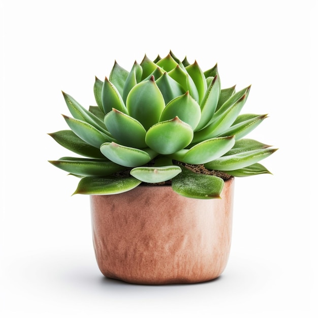 There is a small potted plant with a green plant in it generative ai