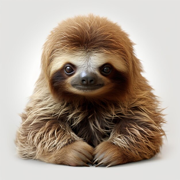 There is a small sloth that is sitting on the ground generative ai