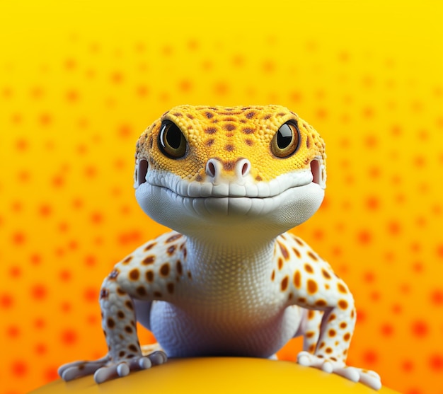 there is a small toy geckole sitting on a yellow surface generative ai