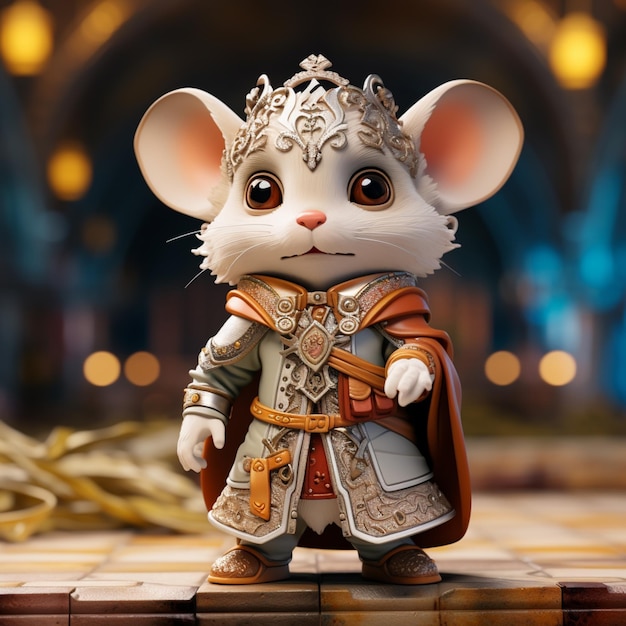 there is a small toy mouse with a crown on its head generative ai