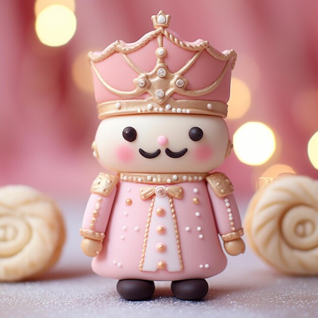 there is a small toy that is wearing a crown and a pink dress generative ai