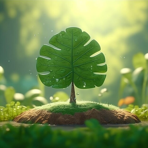 There is a small tree that is on a small island generative ai