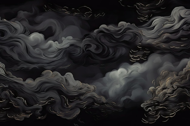 There is smoke in the air against a black backdrop Generative AI