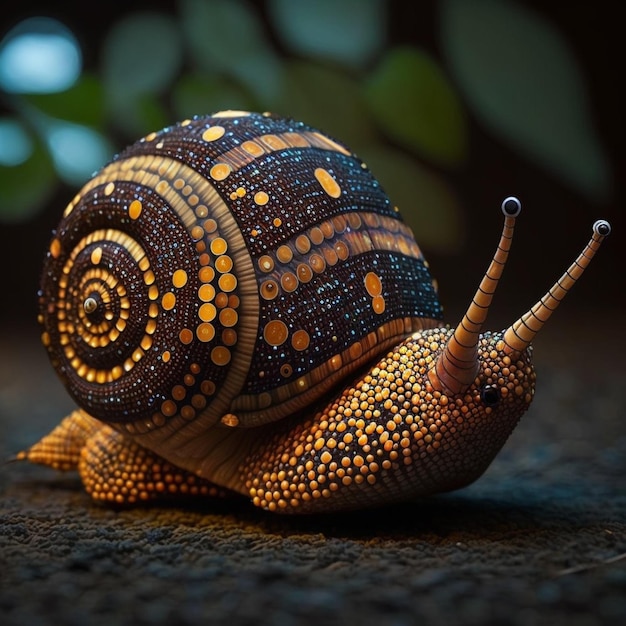 There is a snail that is sitting on the ground generative ai