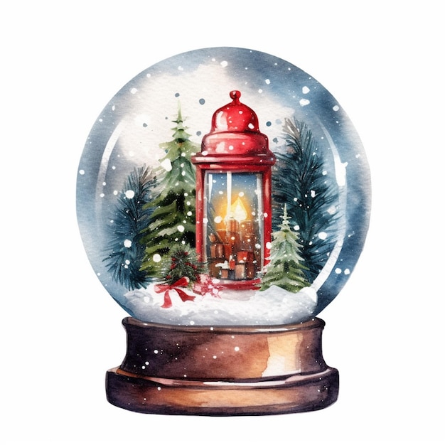 There is a snow globe with a candle inside of it generative ai