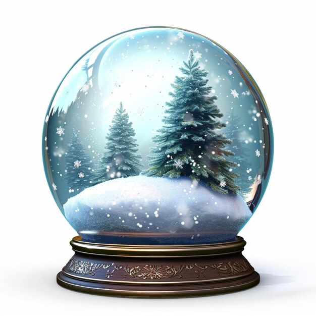 there is a snow globe with a christmas tree inside of it generative ai