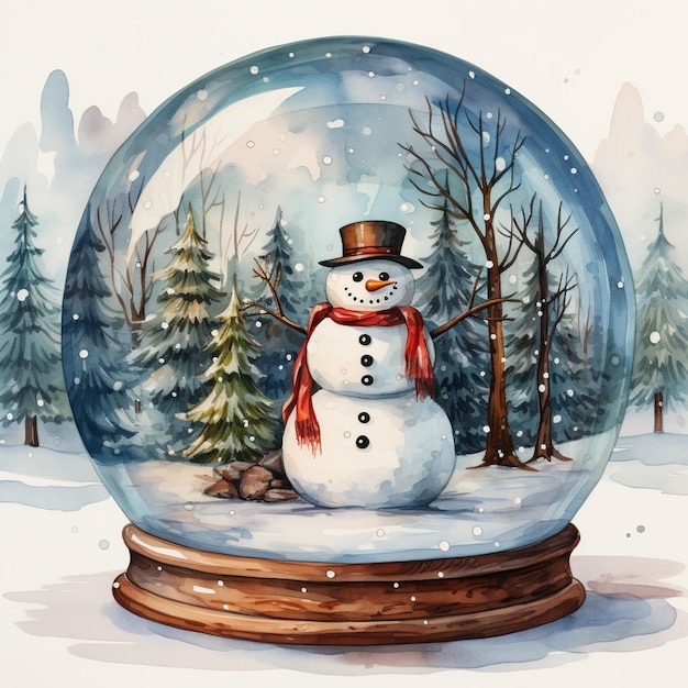 there is a snow globe with a snowman inside of it generative ai