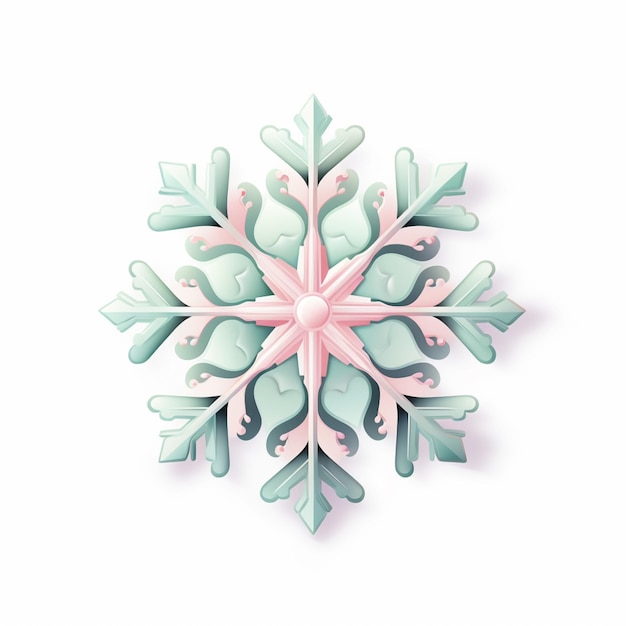 Foto c'è un fiocco di neve fatto di carta con un centro rosa generativo ai