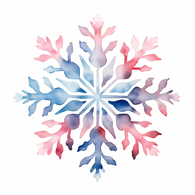 there is a snowflake made of watercolors on a white background generative ai