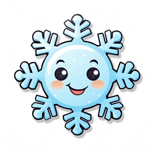 Photo there is a snowflake with a face and a smile on it generative ai