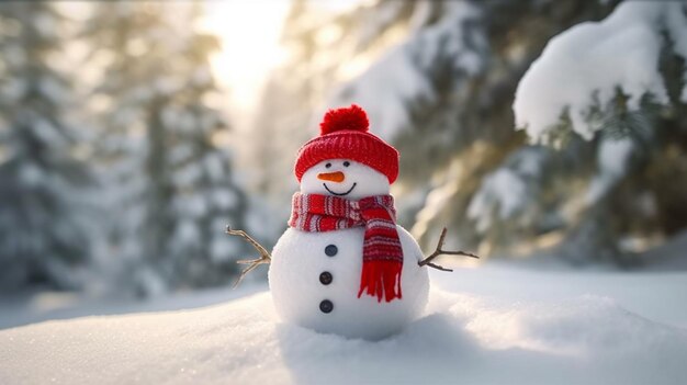 There is a snowman that is standing in the snow generative ai
