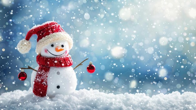 there is a snowman with a red hat and scarf on generative ai