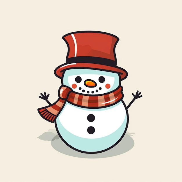 There is a snowman with a red hat and scarf generative ai