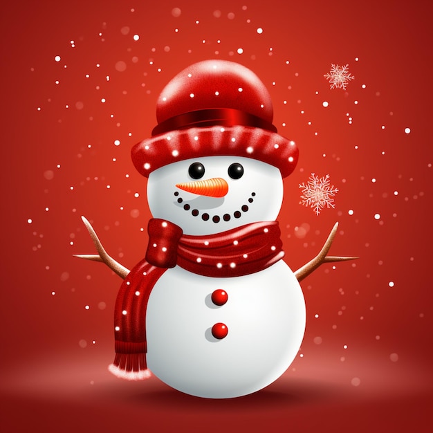 there is a snowman with a red hat and scarf on generative ai