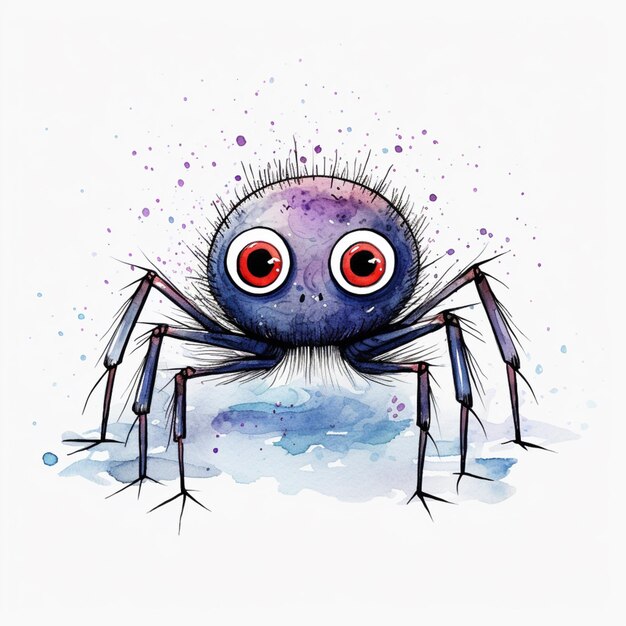 there is a spider with red eyes and a purple body generative ai