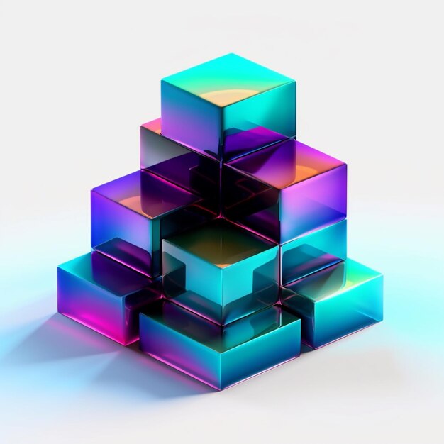 there is a stack of colorful cubes on a white surface generative ai