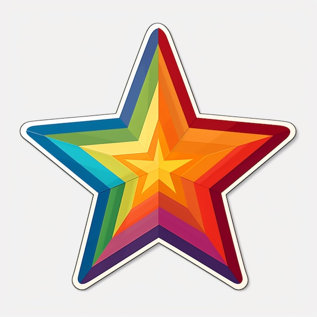 there is a star shaped sticker with a rainbow colored star generative ai