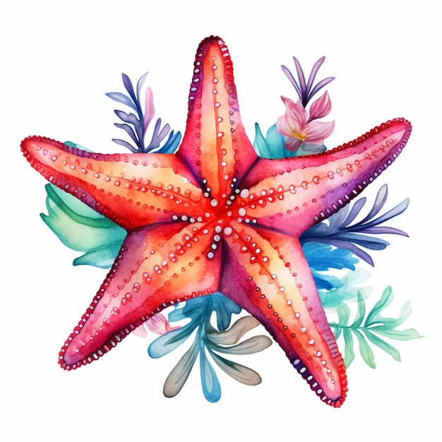 there is a starfish with a bunch of flowers on it generative ai