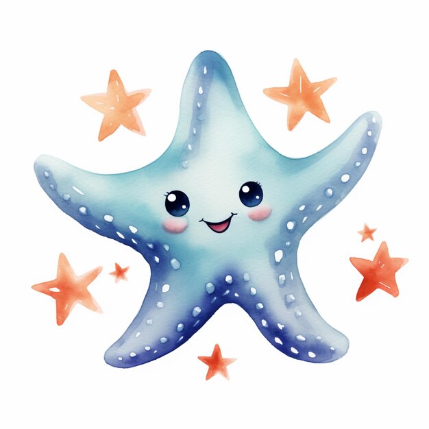 there is a starfish with a face and many stars around it generative ai