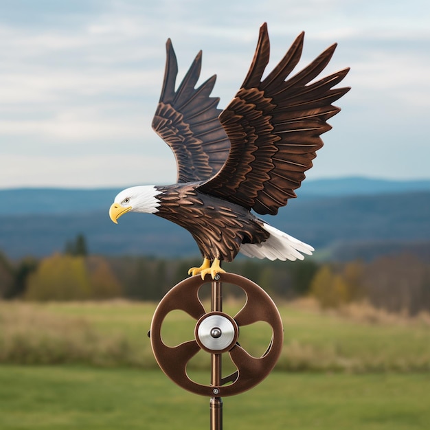 there is a statue of an eagle on a wind spin generative ai