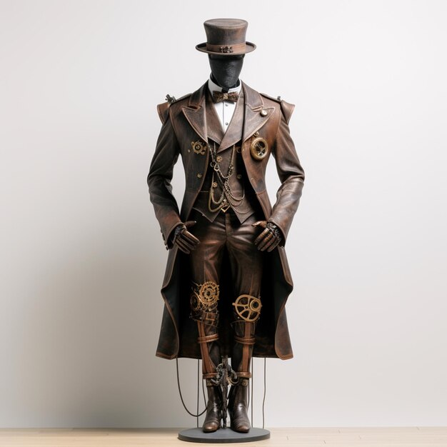 Photo there is a statue of a man wearing a top hat and a suit generative ai