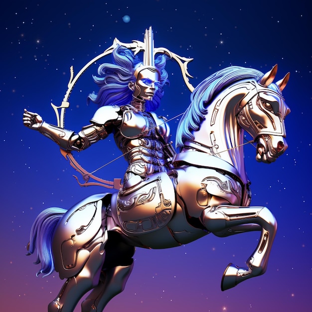 There is a statue of a woman riding a horse with a bow generative ai