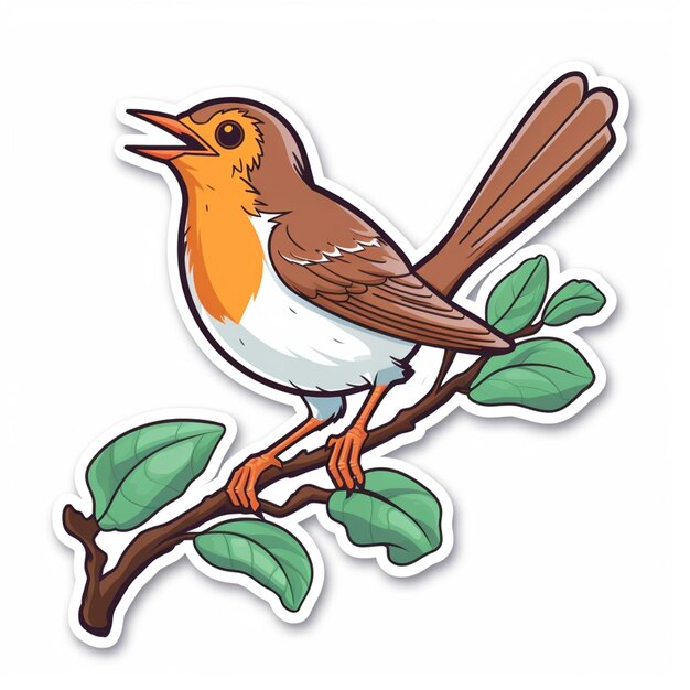 there is a sticker of a bird sitting on a branch generative ai